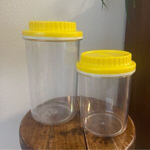 Vintage Copco Large Plastic Yellow Lid Clear Storage Containers Hong Kong